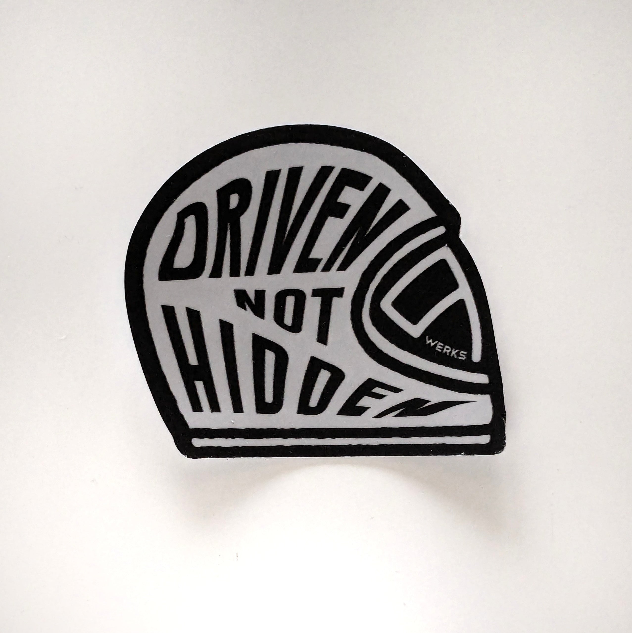 'Driven not hidden' helmet sticker – 9WERKS