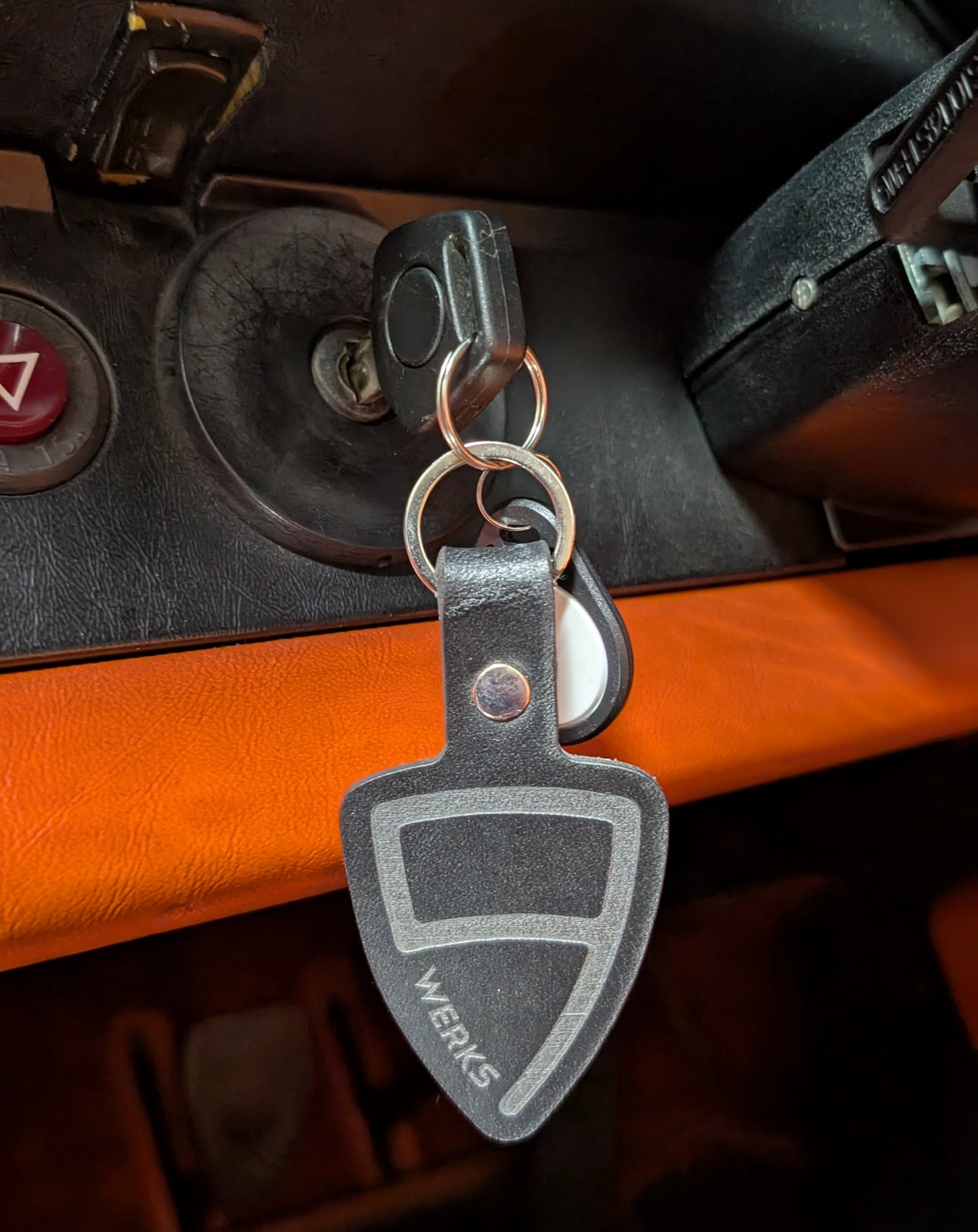 9WERKS Logo Leather Keyring with silver hardware