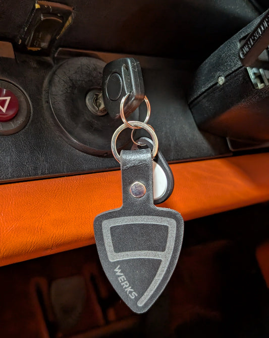 9WERKS Logo Leather Keyring with silver hardware