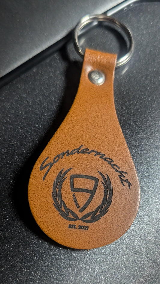 9WERKS Sondernacht Event Leather Keyring with silver hardware